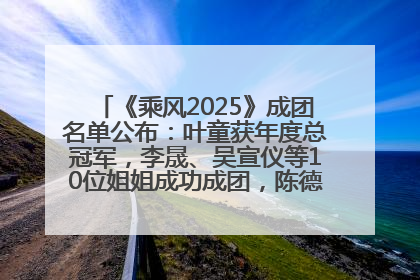 《乘风2025》成团名单公布：叶童获年度总冠军，李晟、吴宣仪等10位姐姐成功成团，陈德容获年度高光人物