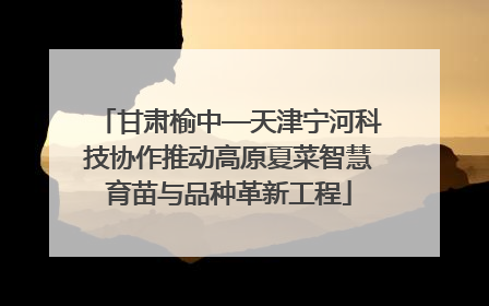 甘肃榆中—天津宁河科技协作推动高原夏菜智慧育苗与品种革新工程