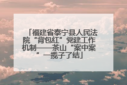 福建省泰宁县人民法院“背包红”党建工作机制——茶山“案中案”一揽子了结