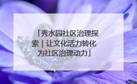 秀水园社区治理探索｜让文化活力转化为社区治理动力