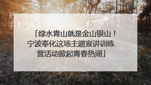 绿水青山就是金山银山！宁波奉化这场主题宣讲训练营活动掀起青春热潮