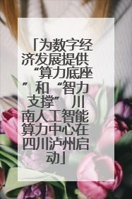 为数字经济发展提供“算力底座”和“智力支撑” 川南人工智能算力中心在四川泸州启动