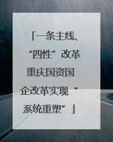一条主线、“四性”改革 重庆国资国企改革实现“系统重塑”