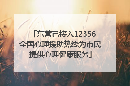 东营已接入12356全国心理援助热线为市民提供心理健康服务