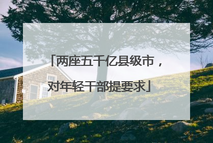 两座五千亿县级市，对年轻干部提要求