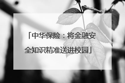 中华保险：将金融安全知识精准送进校园