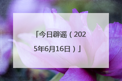 今日辟谣（2025年6月16日）