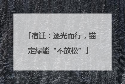 宿迁：逐光而行，锚定绿能“不放松”