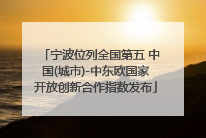 宁波位列全国第五 中国(城市)-中东欧国家开放创新合作指数发布