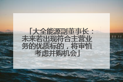 大全能源副董事长：未来若出现符合主营业务的优质标的，将审慎考虑并购机会