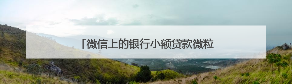 微信上的银行小额贷款微粒贷，轻松解决你的燃眉之急