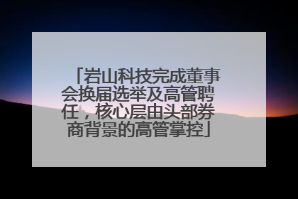 岩山科技完成董事会换届选举及高管聘任，核心层由头部券商背景的高管掌控