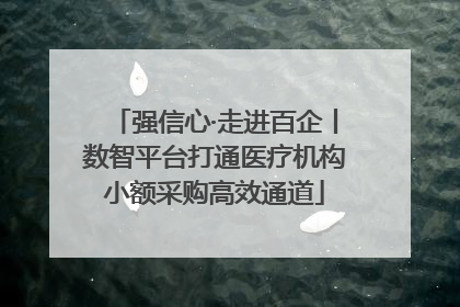 强信心·走进百企丨数智平台打通医疗机构小额采购高效通道