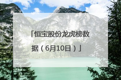 恒宝股份龙虎榜数据（6月10日）