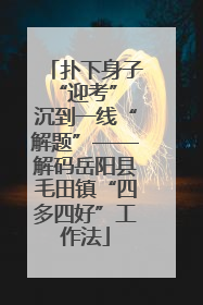 扑下身子“迎考” 沉到一线“解题”——解码岳阳县毛田镇“四多四好”工作法