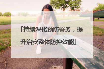 持续深化预防警务，提升治安整体防控效能