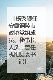 杨秀颀任安徽铜陵市政协党组成员、秘书长人选，曾任枞阳县委书记