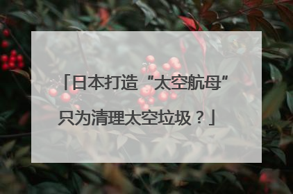 日本打造“太空航母”只为清理太空垃圾？