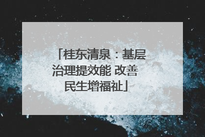 桂东清泉：基层治理提效能 改善民生增福祉