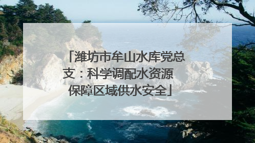潍坊市牟山水库党总支：科学调配水资源 保障区域供水安全