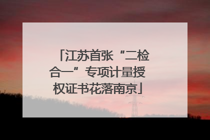 江苏首张“二检合一”专项计量授权证书花落南京
