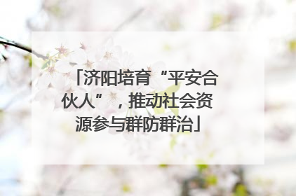 济阳培育“平安合伙人”，推动社会资源参与群防群治