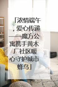 浓情端午，爱心传递——魔方公寓携手黄木 厂社区暖心守护城市蜂鸟
