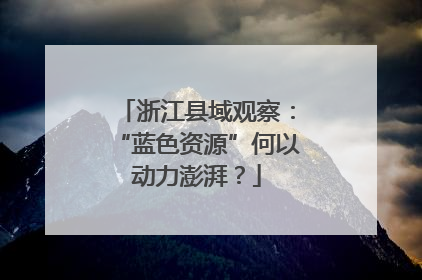 浙江县域观察：“蓝色资源”何以动力澎湃？