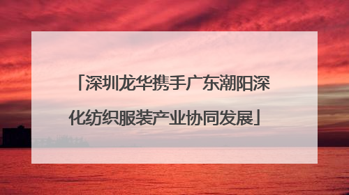 深圳龙华携手广东潮阳深化纺织服装产业协同发展
