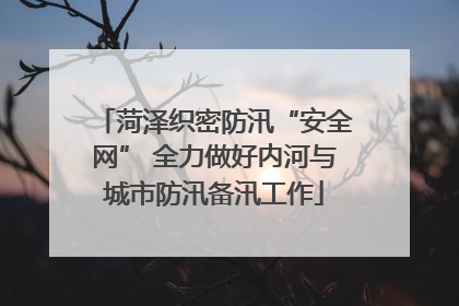 菏泽织密防汛“安全网” 全力做好内河与城市防汛备汛工作
