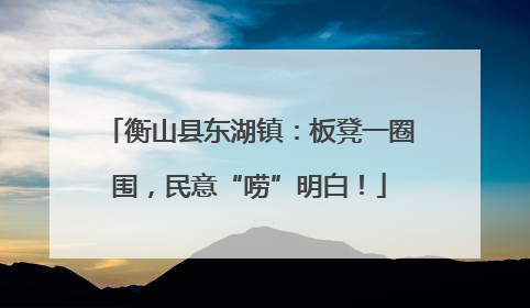 衡山县东湖镇：板凳一圈围，民意“唠”明白！