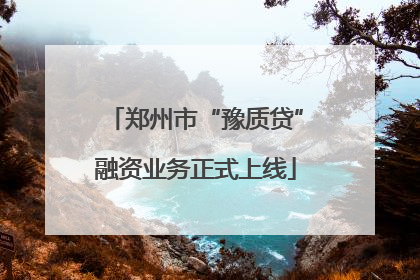 郑州市“豫质贷”融资业务正式上线