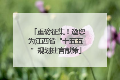 重磅征集！邀您为江西省“十五五”规划建言献策
