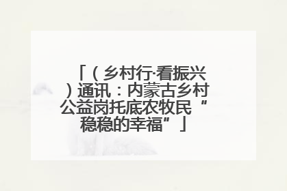 （乡村行·看振兴）通讯：内蒙古乡村公益岗托底农牧民“稳稳的幸福”